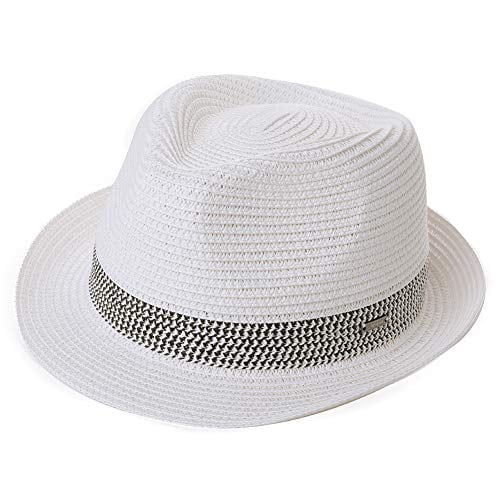 Comhats Mens Fedora Trilby Straw Sun Hats Summer Panama Beach Sunhats