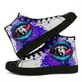 thumbnail image 6 of Coolcustomize Men's Halloween Sneakers - Purple & Blue Ink Splash Graphic Casual Shoes, Lace-Up High Tops with Cushioned Rubber Sole - Gothic Streetwear Boots for Halloween Parties, Casual Attire, 6 of 10
