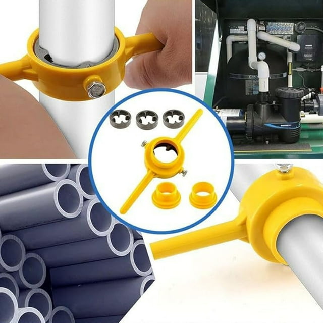 6Pcs Plastic Pipe Thread Die Kit 6 Piece Thread Maker Tool Pipe PVC Pipe Threader Plumbing Tool Kit Water Pipe Die Plastic Pipe Die Tap Set With 3 Dies 1/2” 3/4