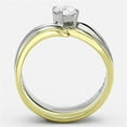 thumbnail image 3 of Womens Rings Two-Tone IP Gold (Ion Plating) 316L Stainless Steel Ring with AAA Grade CZ in Clear TK1092, 3 of 4