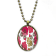 thumbnail image 1 of Red Yellow Flower Pattern Necklace Vintage Chain Bead Pendant Jewelry Collection, 1 of 3
