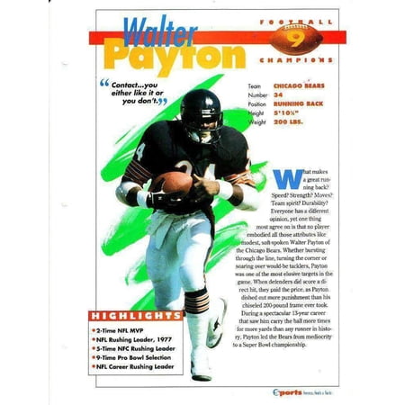 Walter Payton Chicago Bears 1994 Sports Heroes album page
