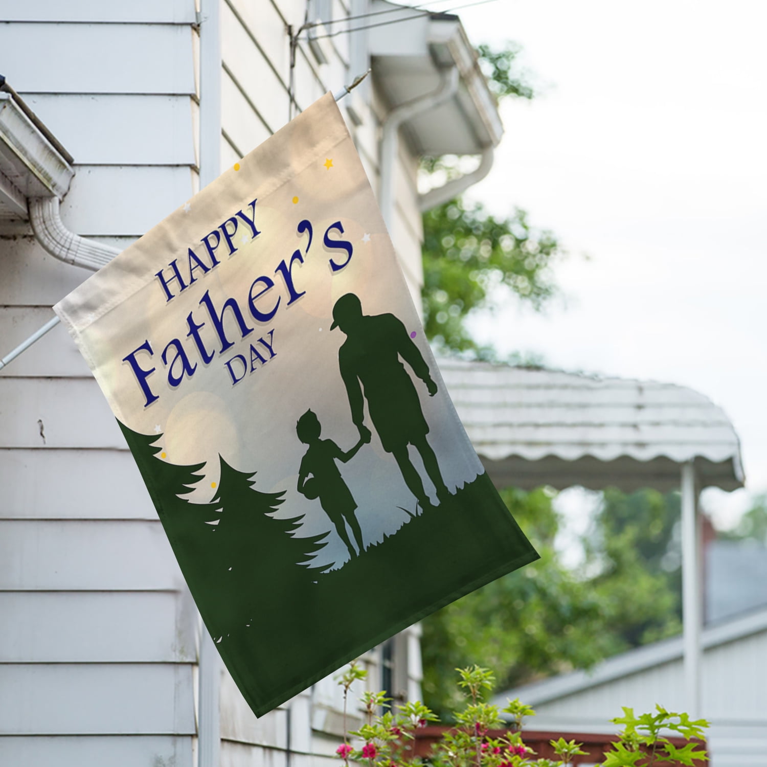 America Forever Father's Day House Flag - Childhood Memories Of Dad - World's Best Dad - Happy Father's Day Love- 28 x 40 Inches - Seasonal Yard Outdoor Decorative Double Sided Flag