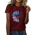 thumbnail image 2 of Red Women's Short Sleeve T-shirt, Women'S Sunflower Summer T Shirt Plus Size Loose Top Tops Girls Short Sleeve Graphic Casual T Shirt,Women's Short sleeve T-shirt M, 2 of 5