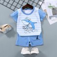 thumbnail image 2 of KPOPLK Infant Baby Boy Outfits 2Pcs Set Short Sleeve for 2t 3t 4t 5t 6t T-Shirt with Cute Pattern and Soft Shorts Clothing Summer 0-12 Months Size 7-8 Years,Sky Blue, 2 of 4