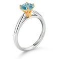 thumbnail image 3 of Gem Stone King 1.20 Ct Round Blue Zircon 10K White and Yellow Gold Solitaire Engagement Ring (Size 9), 3 of 4