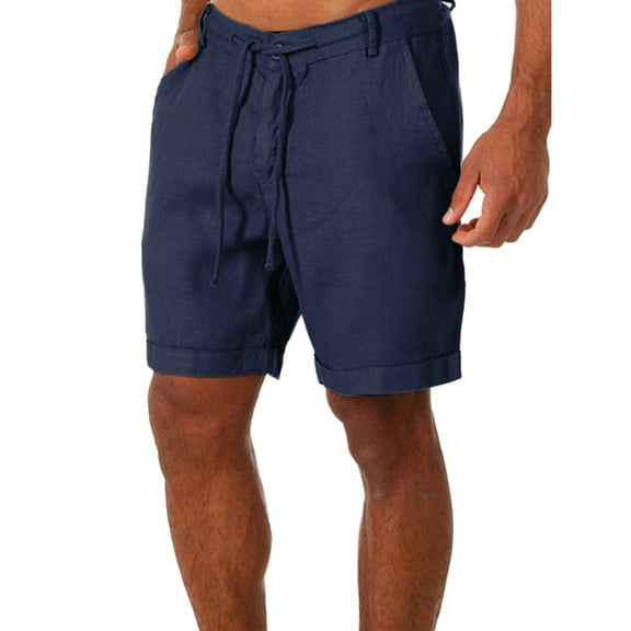 Men's Linen Casual Elastic Waist Summer Beach Short Pants