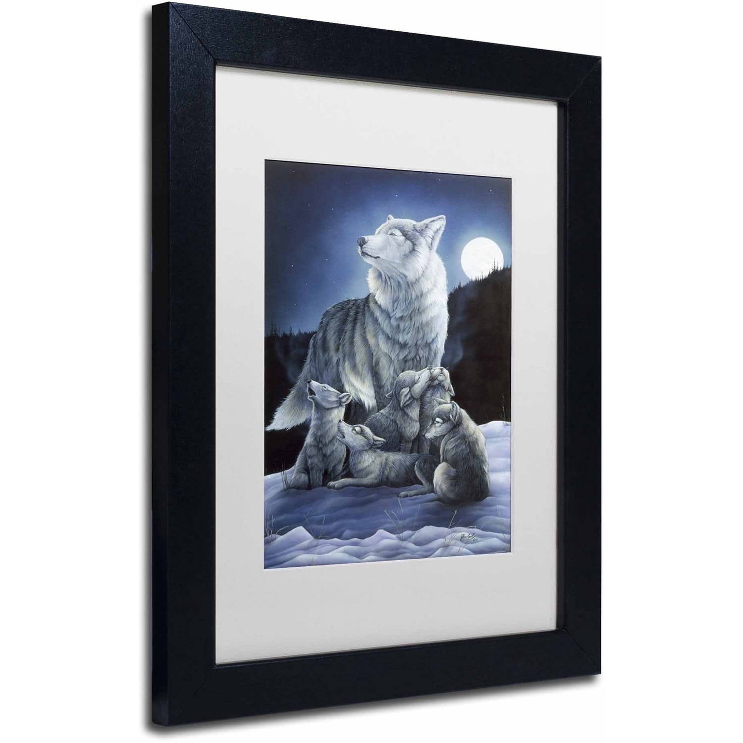 Trademark Fine Art 'Howling Lessons' Canvas Art by Jenny Newland, White Matte, Black Frame