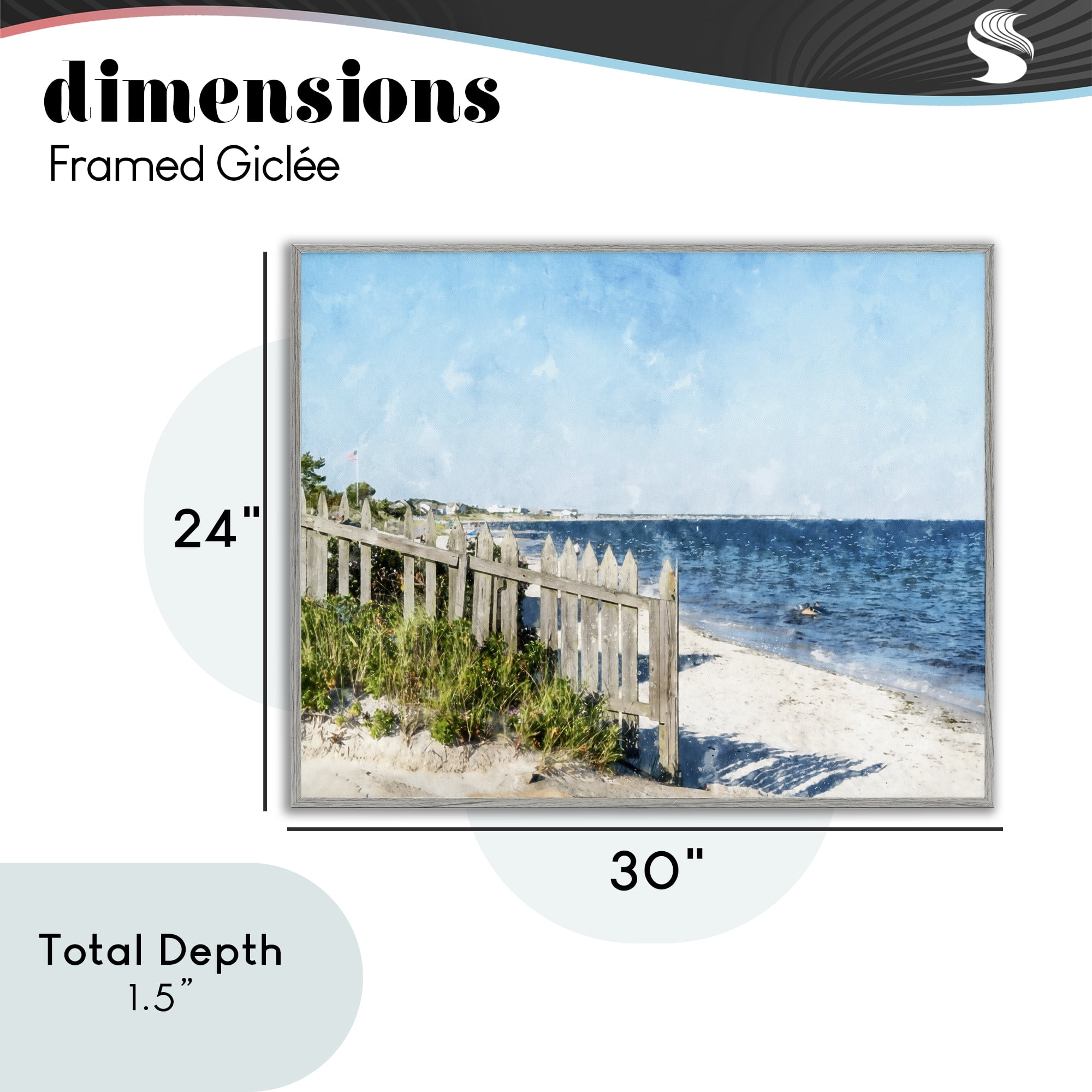 Stupell Industries Beach Pickets View Gray Framed Giclee Art, design by Kim Curinga