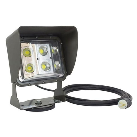 Larson Electronics LEDWP-600E-M-10C-515 120 - 277V AC & 60 watt Low Profile LED Flood Light with 10 ft. Cord & Glare Shield, Magnetic Mount