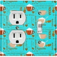 thumbnail image 1 of Metal Light Switch Wall Plate Outlet Cover (Mocha Coffee Bean Espresso Cup Cappuccino Teal - Single Duplex Single Toggle), 1 of 2
