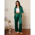 thumbnail image 4 of DAKIMOE Womens Satin Silk Pajama Sets Short Sleeve Button Down Pajamas Women Pjs Lounge Sets Sleepwear Long Pant S-XL, 4 of 12