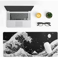 thumbnail image 2 of Japanese Black Sea Wave Mouse Pad - Abstract Black Gaming Mouse Pad 31.5x11.8 Inch Non-Slip Rubber Base Large Mousepad Stitched Edges Keyboard Mouse Mat Desk Pad for Office Home, 2 of 5