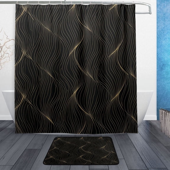 Modern Shower Curtain Set ,Waterproof Bathroom Shower Curtain Decorative Set with 12 pcs Hooks,Dotted Plastic Base Non-slip Durable 66 x 72in Seamless Texture