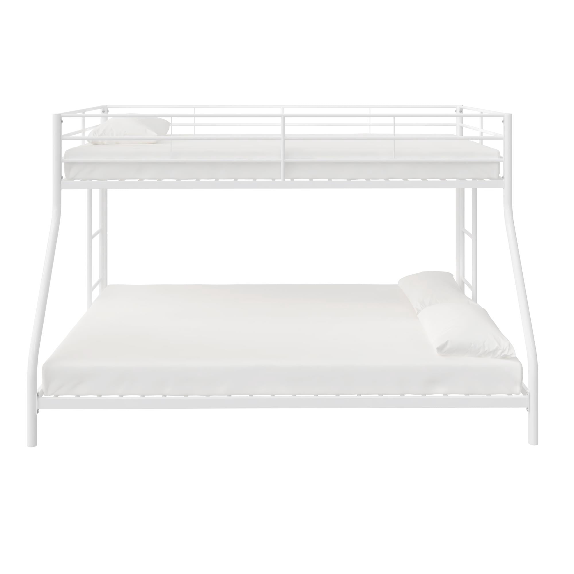 Mainstays Small Space Junior Twin over Full Low Profile Metal Bunk Bed, White
