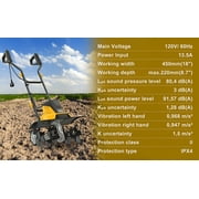 Ristow GT18-13.5US Electric Corded Garden Tiller and Cultivator,120V 18-inch 13.5AMP Rototiller Tool,Yellow