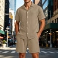 thumbnail image 2 of StSilkitty Mens 2 Piece Outfits Textured Short Sleeve Button down Shirts and Drawstring Shorts Sets Lightweight Soft Set, 2 of 6