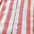 thumbnail image 5 of Qwertyu Men's Linen Shirts Short Sleeve Striped Casual Shirts Button Down Shirt Hawaiian Beach Summer Shirt Red M, 5 of 7
