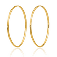 thumbnail image 3 of 14K Solid Yellow Gold Endless Round Medium Hoop Earrings, 3 of 10