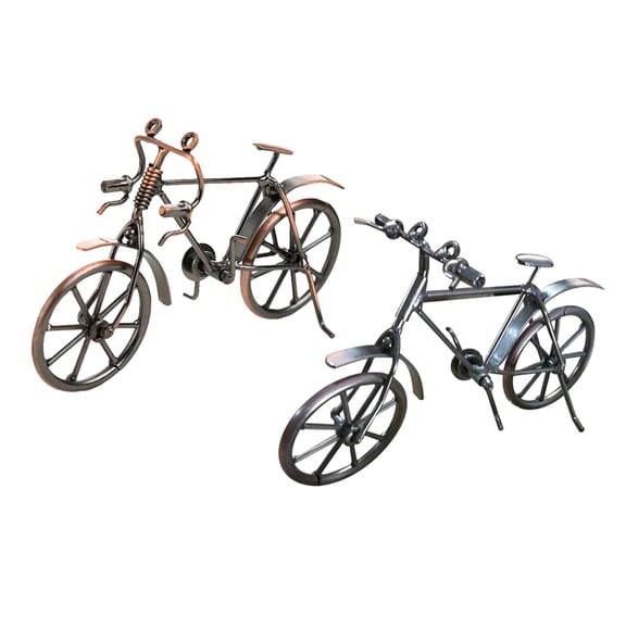 2 Pcs Iron Models Creative Bike Metal Craftss Desktop Ornaments Home Furnishing
