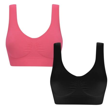 Mrat Low Back Bras for Women Push up 2 Pack Women s Wireless Bra  Comfort Sleepwear Lingerie Tops Wirefree Bra for Women Plus Size S-139 Hot Pink-A 3XL