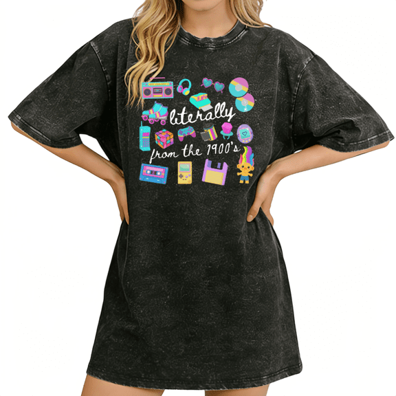 Millennial Throwback 90s Pop Icons Graphic Tees Washed Black Shirts Print Tshirt S-2XL Tops