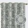 thumbnail image 3 of DriftAway Twyla Linen Blend Blackout Curtains for Bedroom Boho Floral Printed Thermal Insulated Grommet Top Lined Window Treatments for Living Room 2 Panels W52 x L84 Gray Beige, 3 of 8