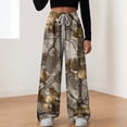 thumbnail image 2 of zaveiop Women's Y2K Camo Maple Leaf Print Sweatpants Baggy Hip Pop Elastic Waist Long Pants Streetwear (Khaki, L), 2 of 9