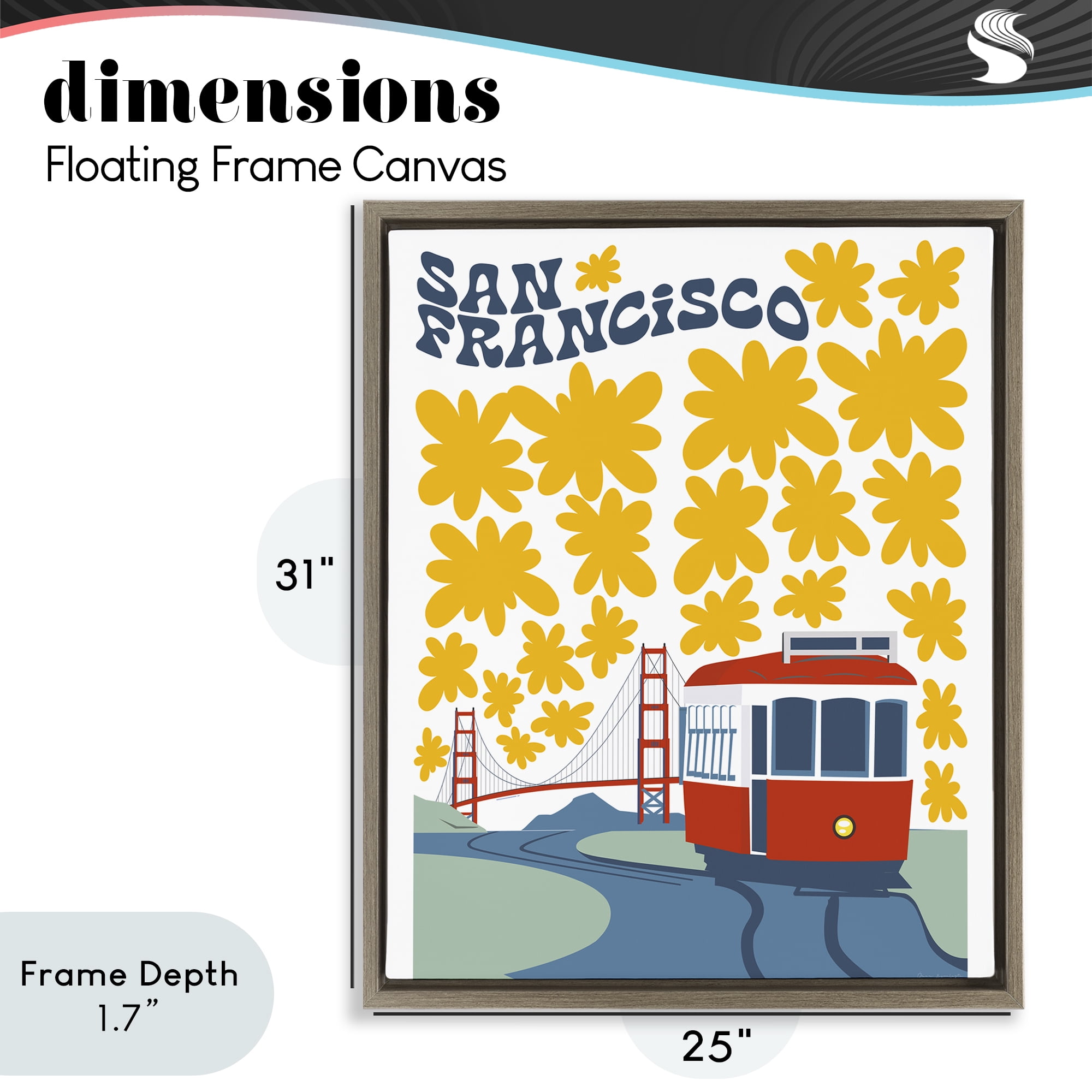 Stupell Industries San Francisco Trolley Brown Framed Floater Canvas Wall Art, design by Omar Escalante