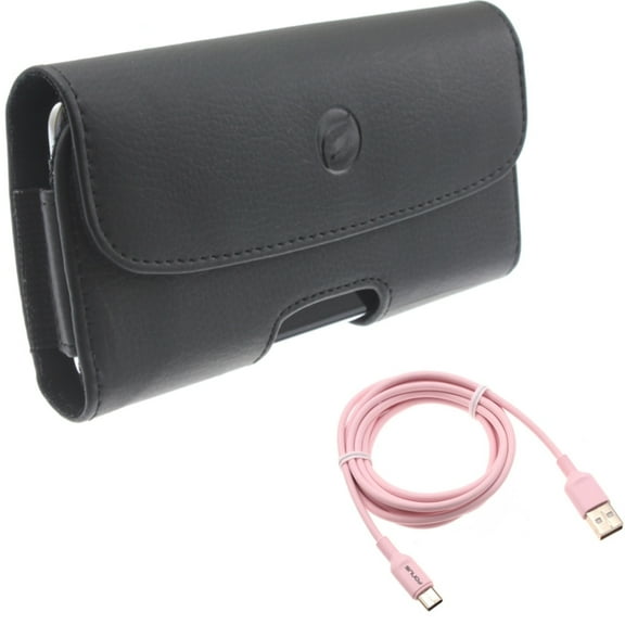 Leather Case Belt Clip w Pink 6ft USB-C Cable for Samsung Galaxy A73 5G,A13 5G,A03s Phones - Holster Cover Pouch Loops, Charger Cord Power Wire Type-C