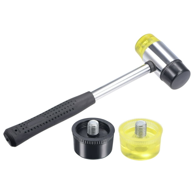 Unique Bargains 45mm Double-Faced Rubber Hammer with Soft/Hard Replacement Mallet Non-Slip Grip