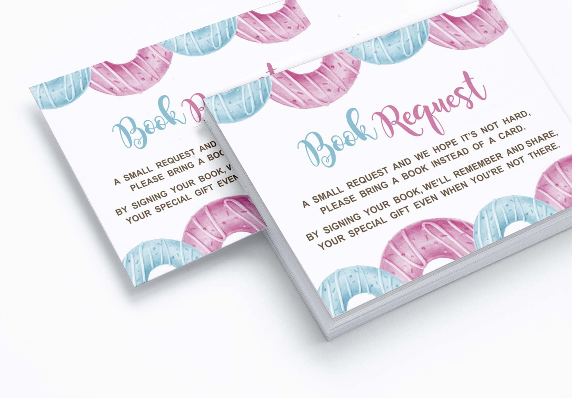 Inkdotpot 30Donuts He Or She Gender Reveal Baby Shower Book Request Cards Bring A Book Instead Of A Card Baby Shower Invitations Inserts Games