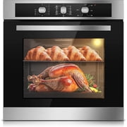 24 Inch Single Wall Oven 2.8 Cu.Ft 3220W Electric | Mechanical knob control, 9 functions, 360 rotisserie, triple glass door, enamel cavity for restaurant Tieasy