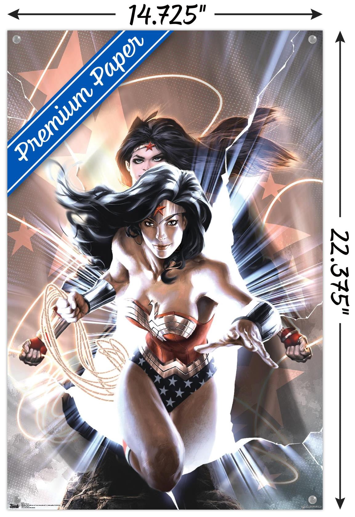 DC Comics - Wonder Woman Wall Poster with Push Pins, 14.725" x 22.375"