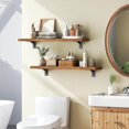 thumbnail image 4 of Floating Wall Shelves Set of 2 Rustic Brown + Black 23.6 Inches Storage for Living Room Bedroom Bathroom, 4 of 9