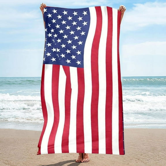 kkbbma under $5 4th of July Towels Patriotic Red White Blue Stars Stripes Beach Towels Oversized Sandproof Lightweight Microfiber Beach Towel Symbolize America Independence Day Bath Towels