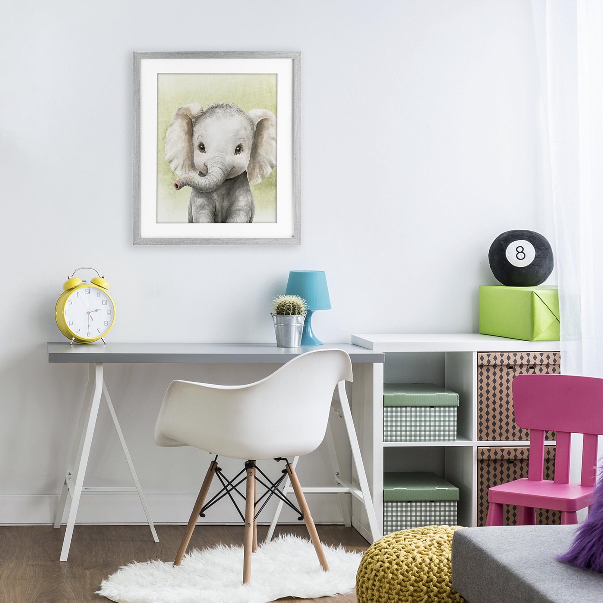 Stupell Industries Jungle Friends Baby Elephant Gray Framed Print Under Glass, design by Christine Simpson Art