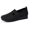 thumbnail image 4 of Wdhugt Women'S Casual Round Toe Closed Heel Flat Soft Sole Slip On Loafers With Breathable Mesh For Plus Size Footwear In Black Size Us 6, 4 of 7