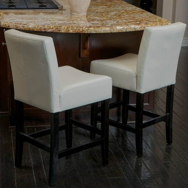 Lopez Ivory Leather Counter Stools - 2 Pack - Walmart.com - Walmart.com
