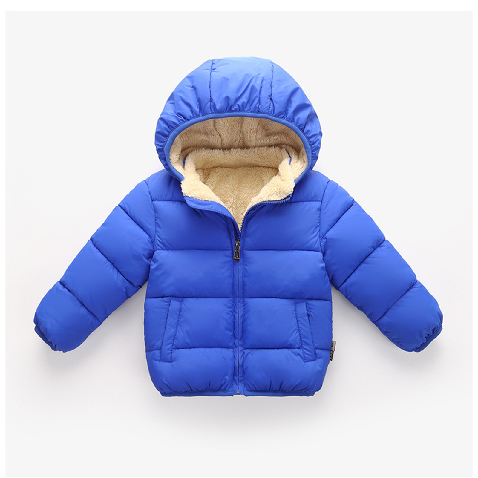 Kids Child Toddler Baby Boys Girls Solid Winter Hooded Coat Jacket Thick Warm Outerwear Clothes Outfits - image 2 of 5