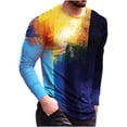 thumbnail image 2 of COSFO Casual Men Shirt Long Sleeve Blue Crew Neck Pullover Colorblock Men T Shirts, 2 of 8