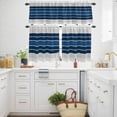 thumbnail image 3 of Minimalist Kitchen Curtains Valances and Tiers Set of 3 Lake Blue Gradient Gray Stripe Tier Curtains and Valance with Rod Pocket for Small Windows, 27.5"x24", 3 of 9