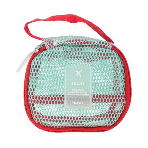 Unique Bargains 1 Pc Lightweight Storage Makeup Bag for Business Travel Flannel Fabric Green