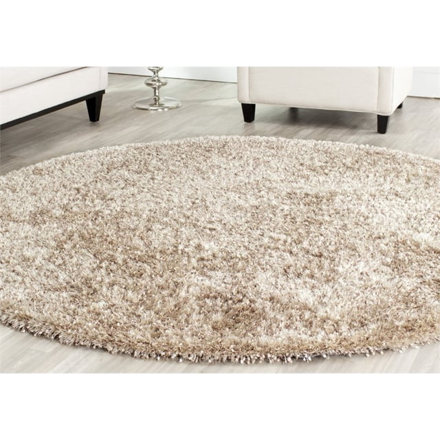 Safavieh Tapis Shag Malibu 5 Pieds Rond Tufté Main en Naturel