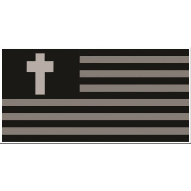 Christian Cross On Flag Grey Photo License Plate