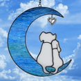 thumbnail image 1 of Regalo conmemorativo de perro en la luna shaofei vidrio de colores pareja de perros blancos en luna azul, 1 of 5