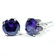 TRUSTMARK JEWELERS 10mm Brilliant Cut Purple Amethyst Ice CZ Sterling Silver Unisex Stud Earrings