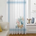 thumbnail image 5 of Blue Coastal Sheer Curtains 63 Inches Long, Nautical Starfish Eucalyptus Leaf Coral Striped Light Filering Curtains, Breathable Simi Curtain Privacy Drapes for Living Room Bedroom Window Treatment, 5 of 9