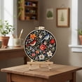 thumbnail image 3 of FLOPESN 4Pcs DIY Birds Flowers Pattern Hand Embroidery Kit, 5.9*5.9inch, Beginner-Friendly Round Hoop Decorative Painting Kits with Hoop, 3 of 8