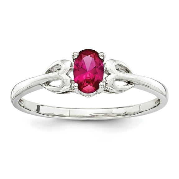 Sterling Silver Rhodium-Plated Created Ruby Ring (Size 10) Made In China qbr20jul-10
